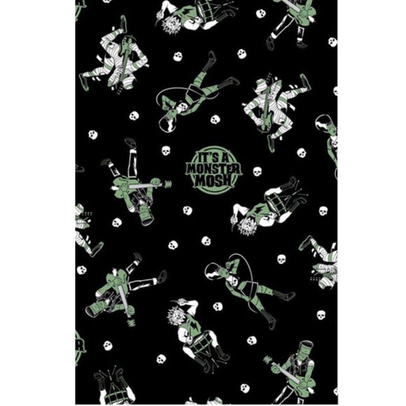 Monsters Shower Curtain Halloween Frankenstein Kitsch Goth NWT Horror Mummy Wolf - Picture 2 of 4